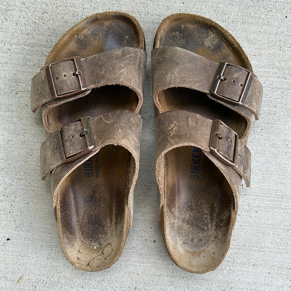 BIRKENSTOCK Arizona Brown Leather Soft Footbed in size 37 - Picture 10 of 12